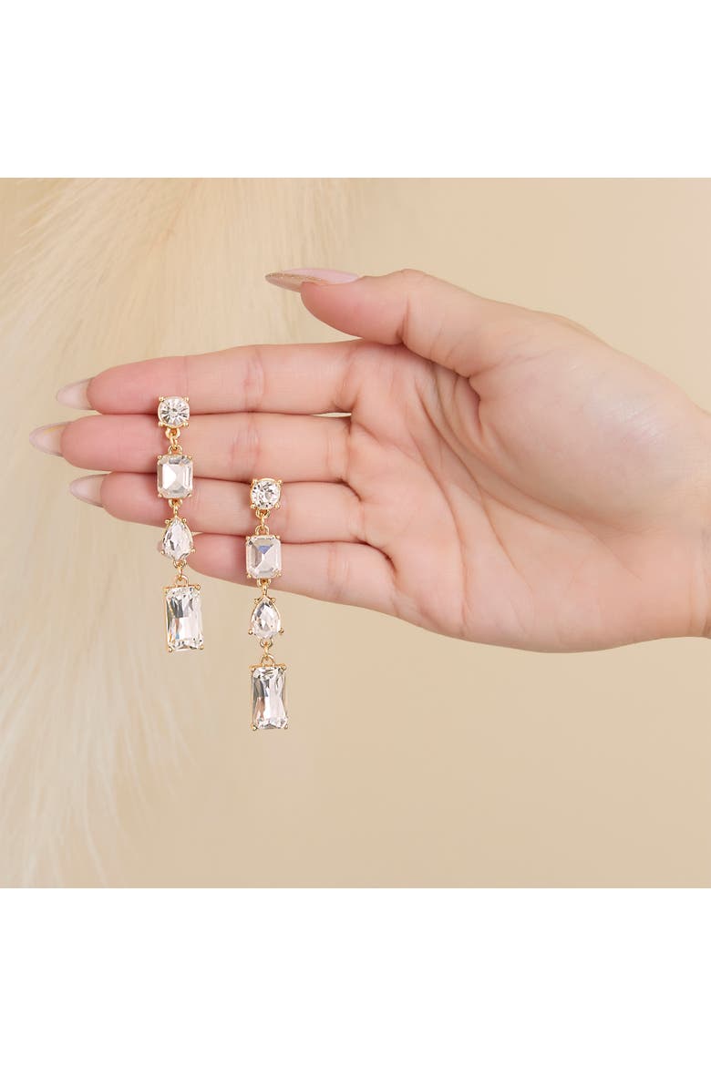 Crystal Cascade Statement Earrings, Alternate, color, Gold