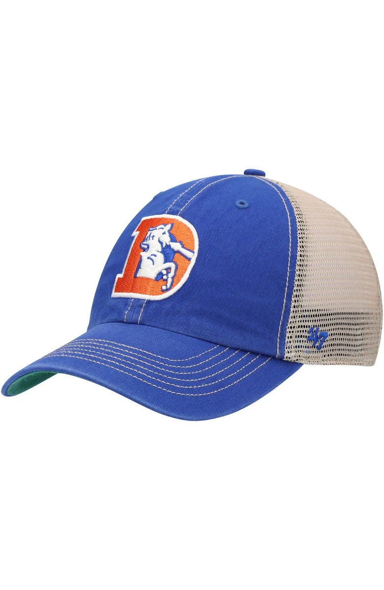 '47 Men's '47 Royal/Natural Denver Broncos Legacy Trawler Trucker Clean Up Snapback Hat, Main, color, Royal