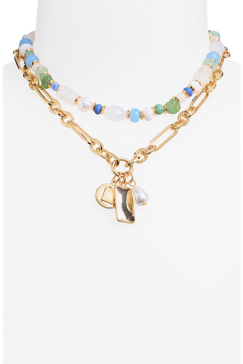 Beaded Charm Necklace, Alternate, color, BLUE- GREEN- GOLD