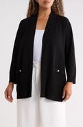 Anne Klein Rib Trim Open Front Cardigan