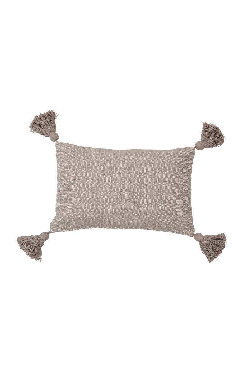 carol 
frank Hodges Woven Throw Pillow with Tassels, Main, color, Brown