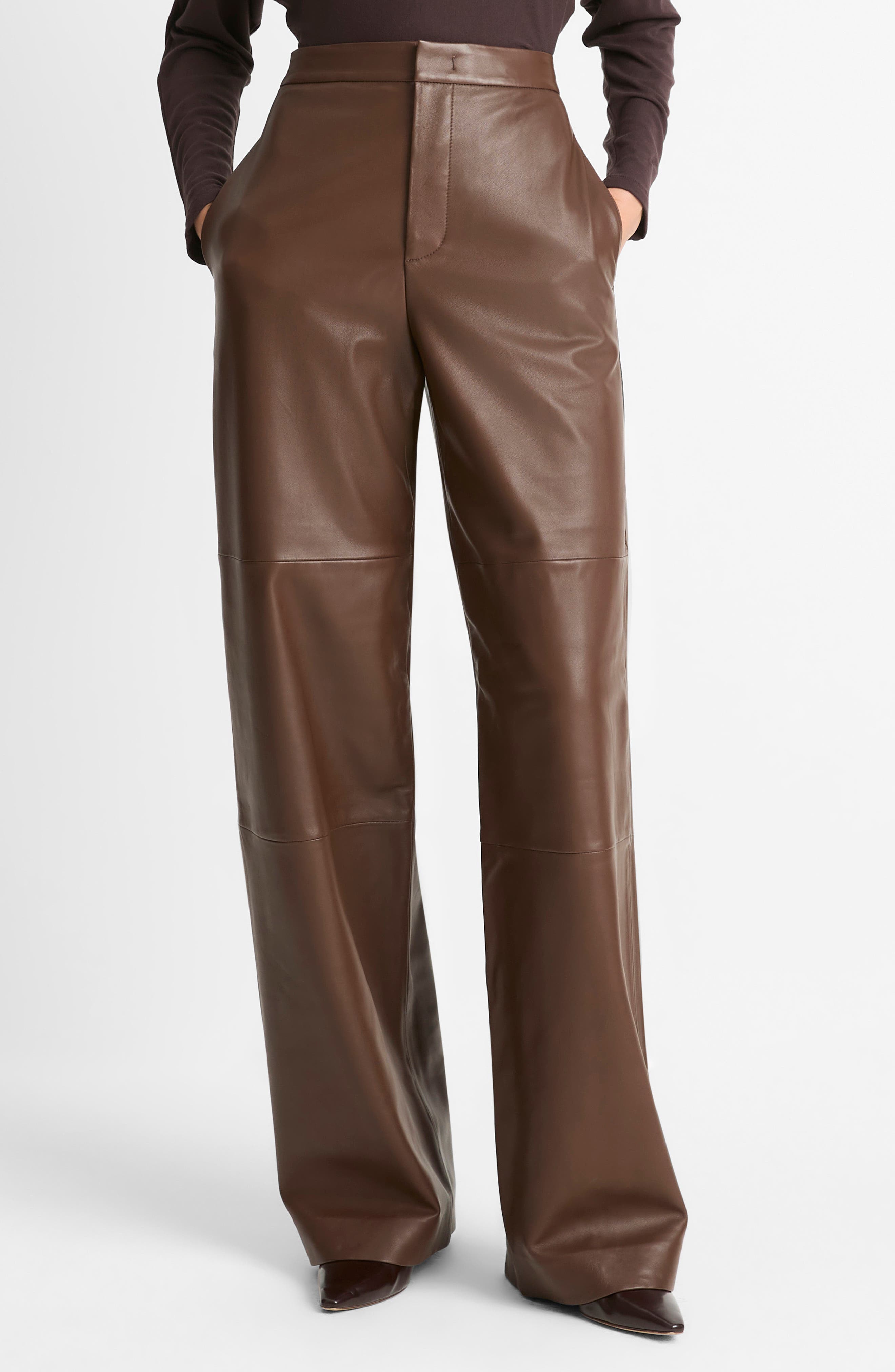 Vince Leather Wide Leg Utility Pants