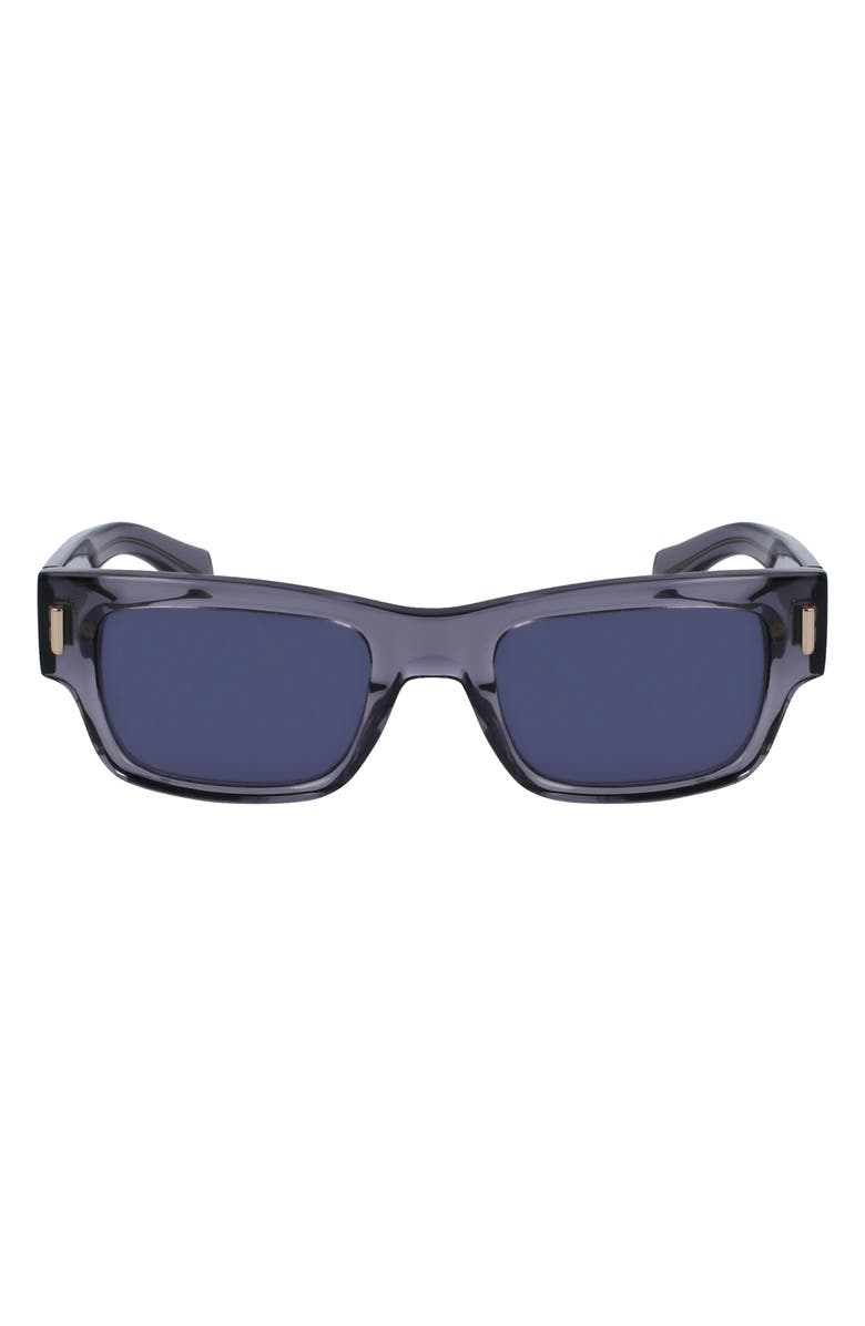 FERRAGAMO Rivets 53mm Rectangular Sunglasses, Main, color, Transparent Grey
