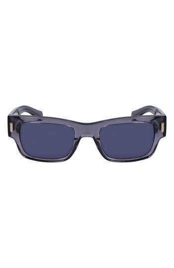 Ferragamo Rivets 53mm Rectangular Sunglasses In Gray