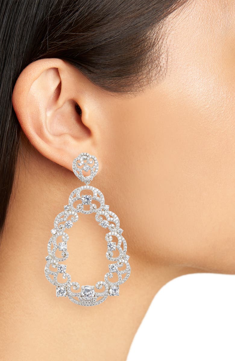 Nina Scroll Pavé Earrings, Alternate, color,