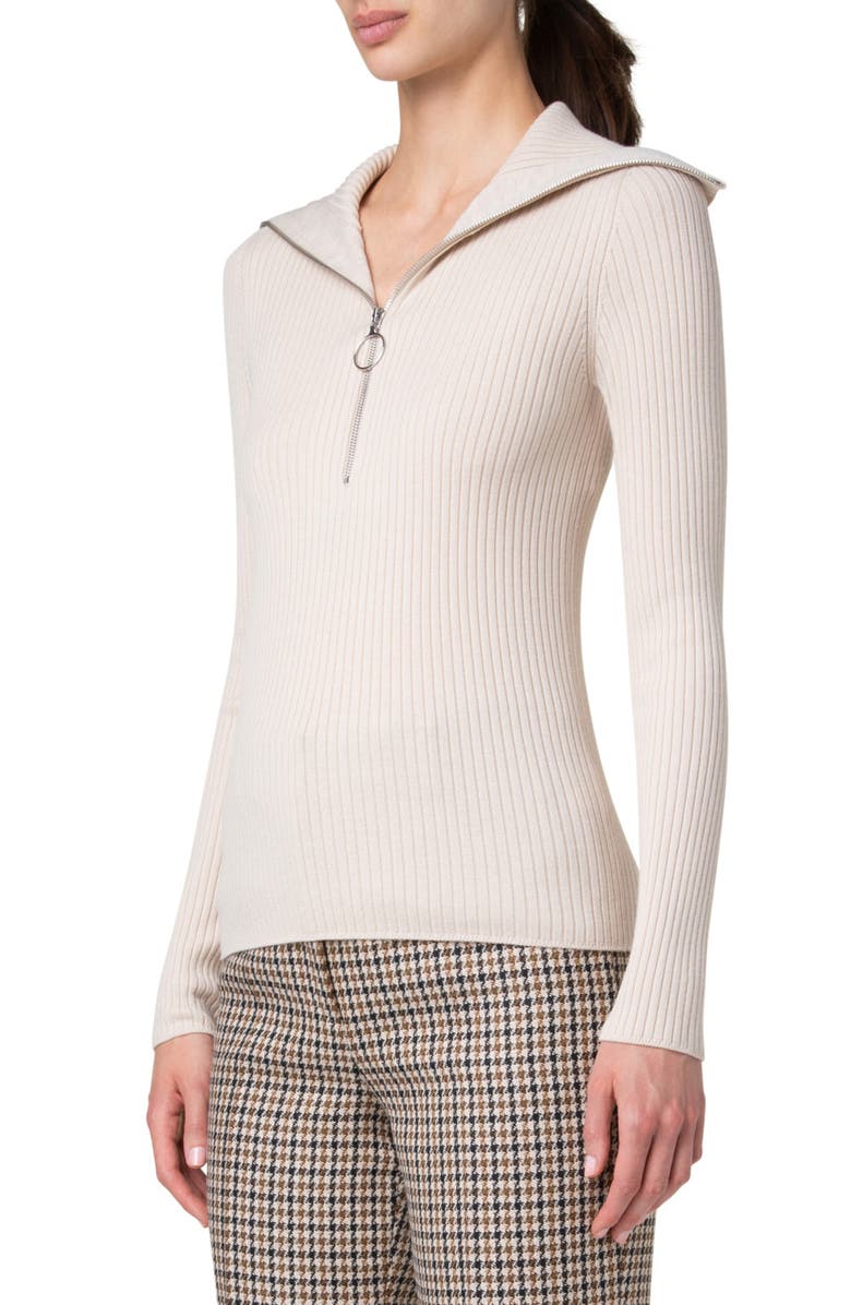 Akris punto Wool Rib Half Zip Sweater, Alternate, color, 