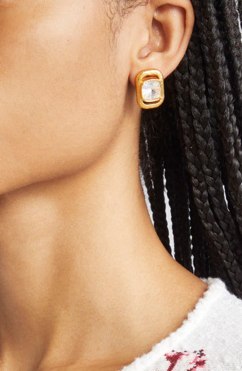 Oscar de la Renta Rectangle Crystal Stud Earrings, Alternate, color, Crystal