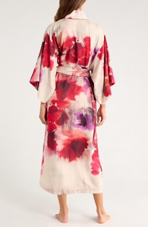 Natori Loren Charmeuse Robe In Red