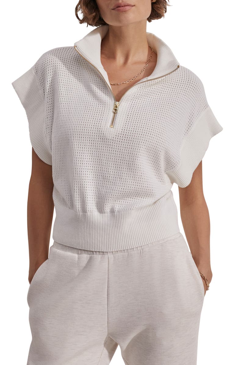 Varley Fulton Half-Zip Crop Pullover, Main, color, Snow White