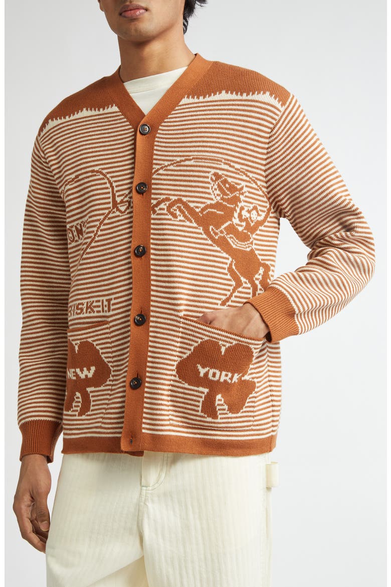 Buckaroo Cardigan, Alternate, color, BROWN/ CREAM