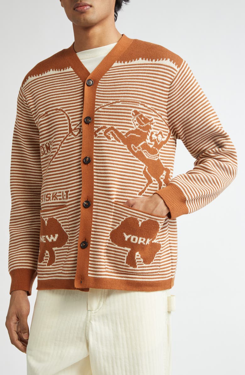 Bode Buckaroo Cardigan, Alternate, color, Brown/ Cream