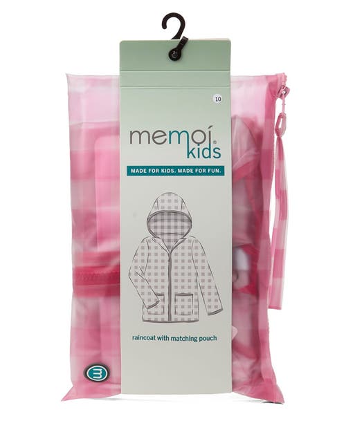 Memoi Kids Checkered Raincoat With Self-storage Pouch In Multi