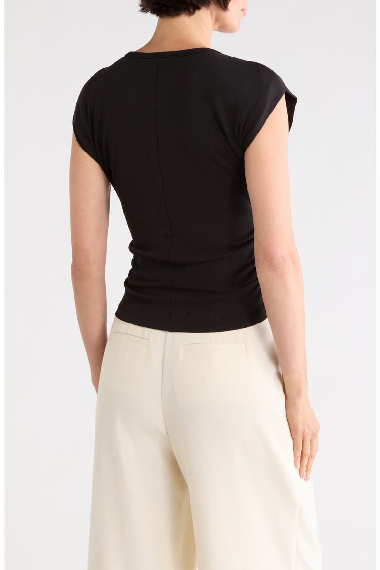 Cap Sleeve Ribbed T-Shirt, Alternate, color, BLACK