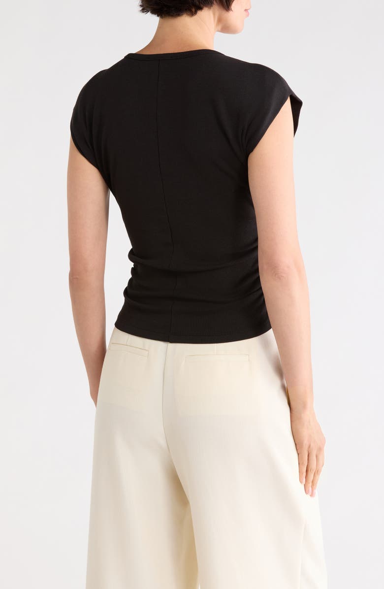 T Tahari Cap Sleeve Ribbed T-Shirt, Alternate, color, Black