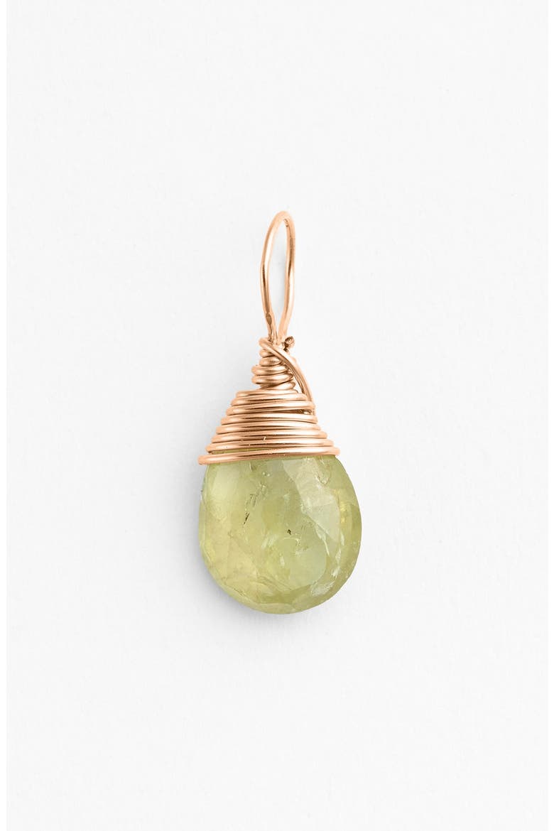 14k-Rose Gold Fill & Semiprecious Stone Charm, Main, color, GREEN GARNET