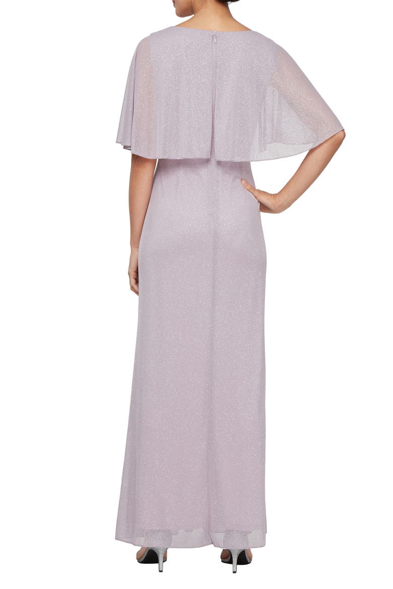 Beaded Shimmer Capelet Gown, Alternate, color, MAUVE