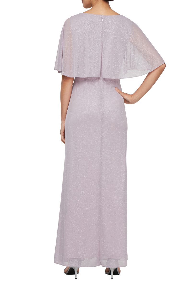 SL FASHIONS Beaded Shimmer Capelet Gown, Alternate, color, 