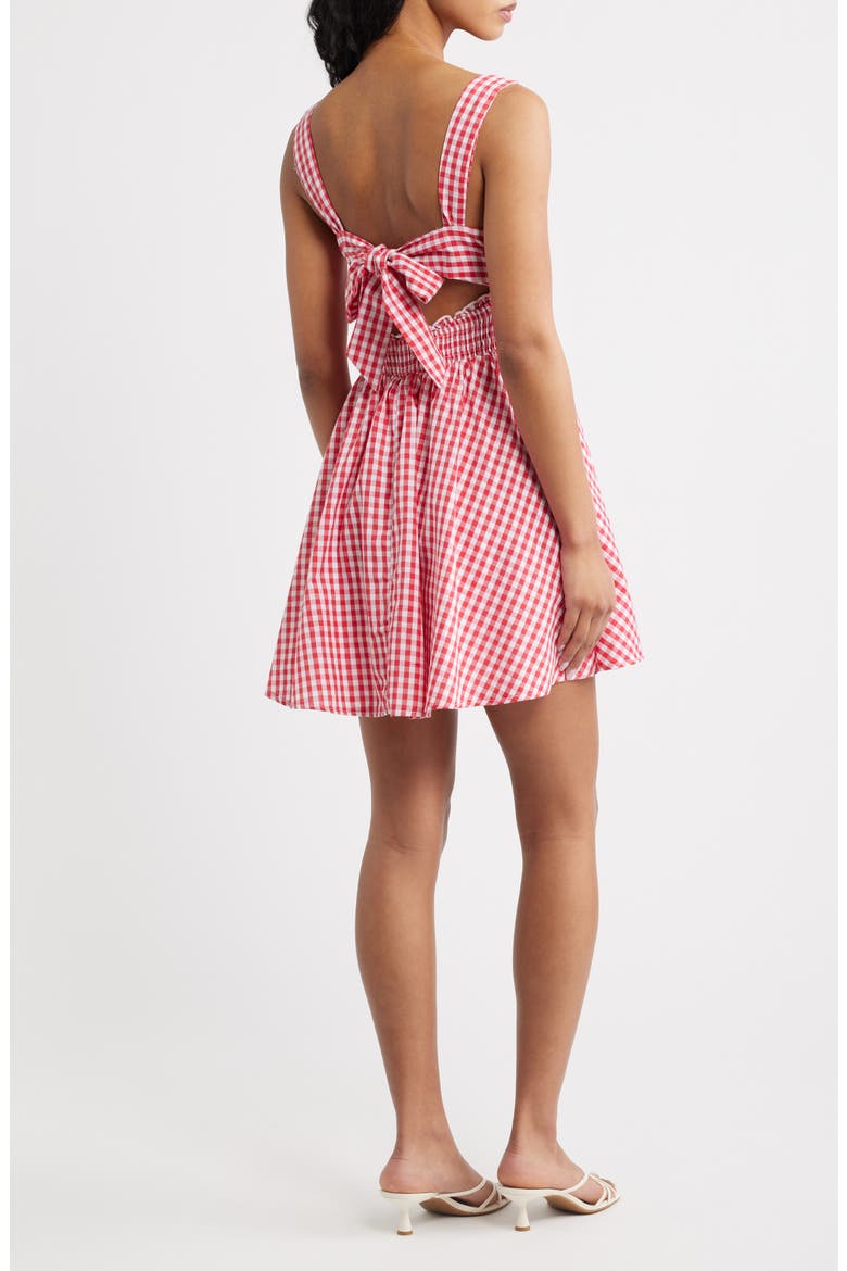 Naima Gingham Smocked Waist Minidress, Alternate, color, RED GINGHAM