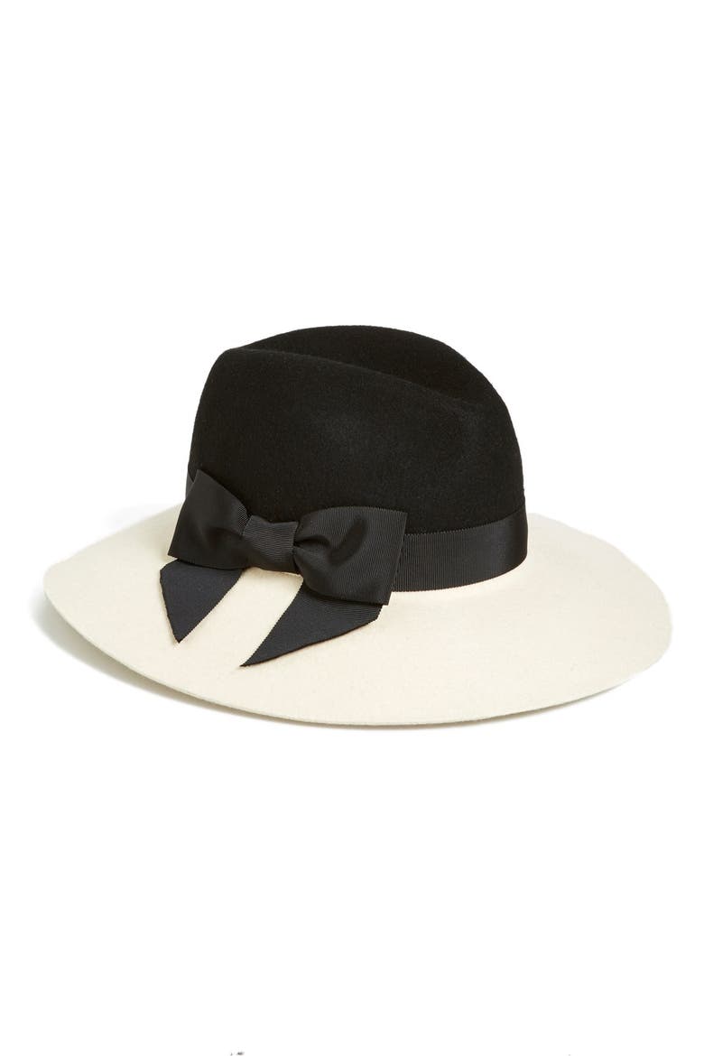 wool fedora, Main, color, BLACK/ DECO BEIGE