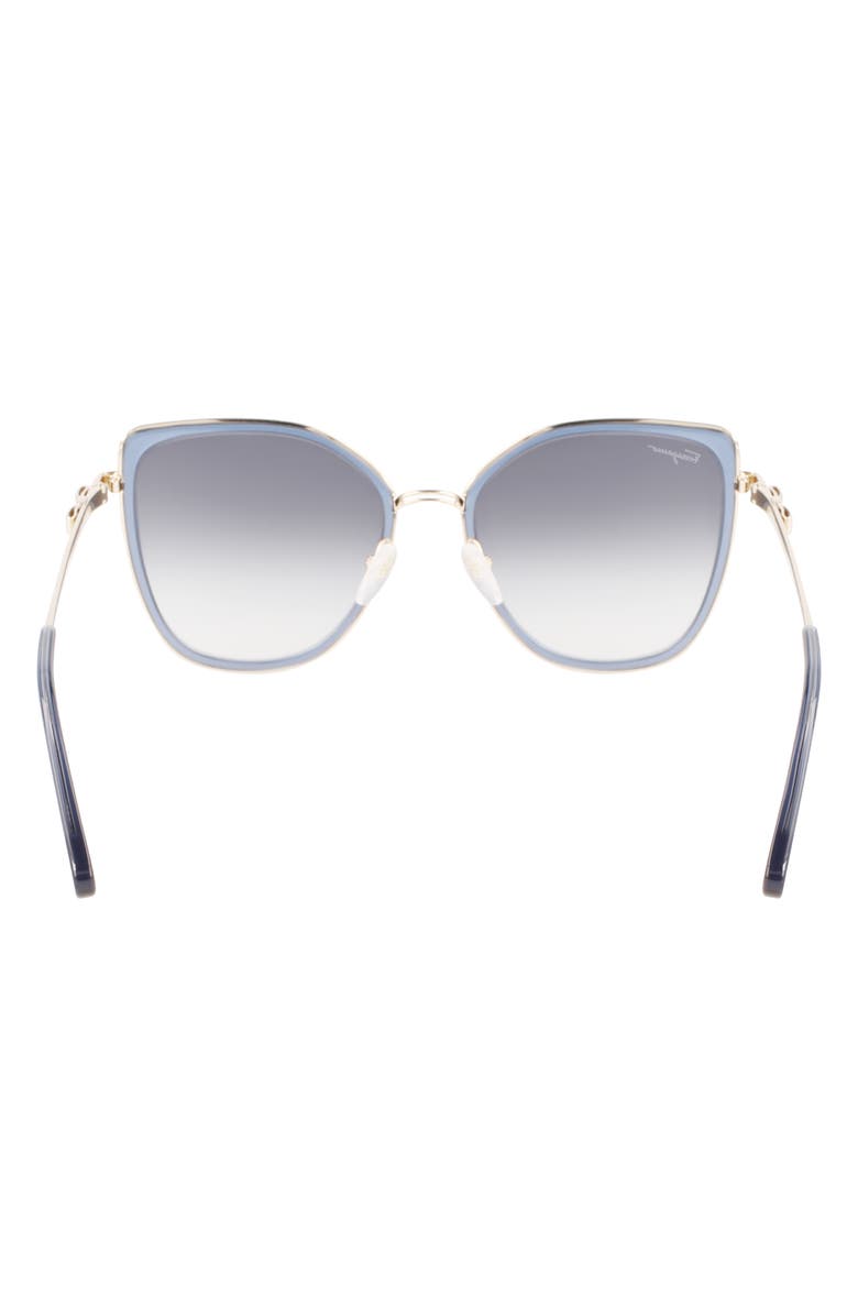 FERRAGAMO 54mm Gradient Cat Eye Sunglasses, Alternate, color, Gold/ Blue