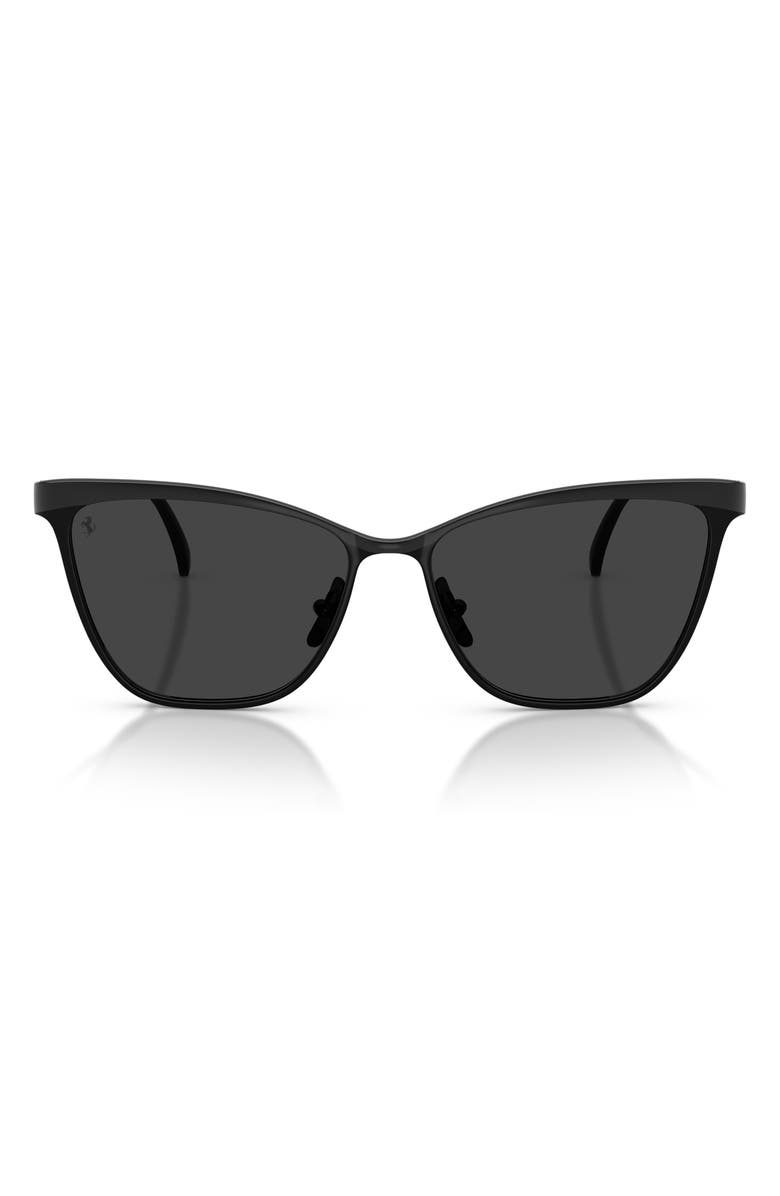 Ferrari 56mm Polarized Cat Eye Sunglasses, Main, color, Black Matte / Black Crystal