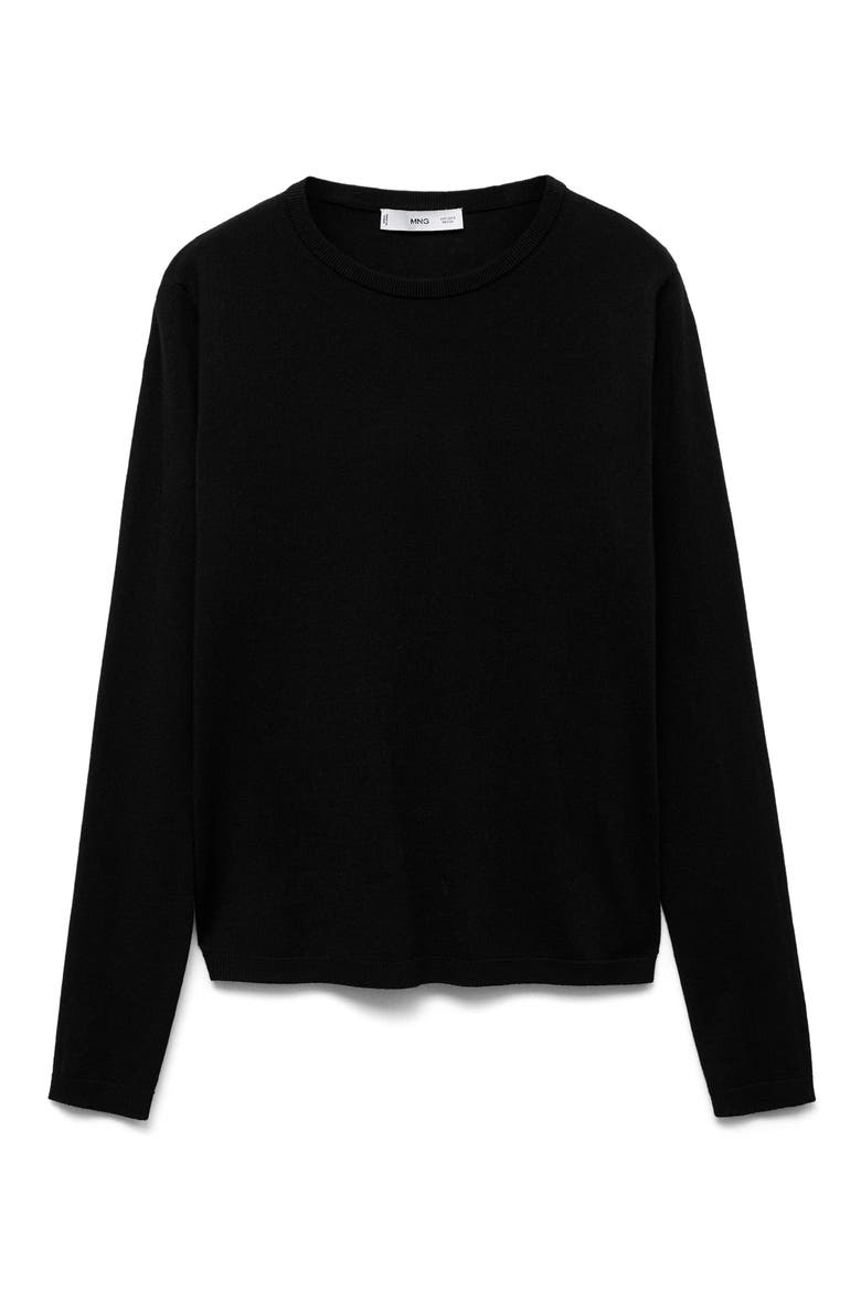 Lightweight Crewneck Sweater, Alternate, color, BLACK