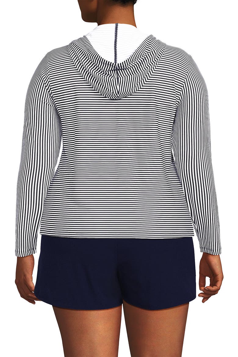 SunShade UPF 50 Long Sleeve Hooded Full Zip Rash Guard, Alternate, color, Deep Sea Navy Mini Stripe