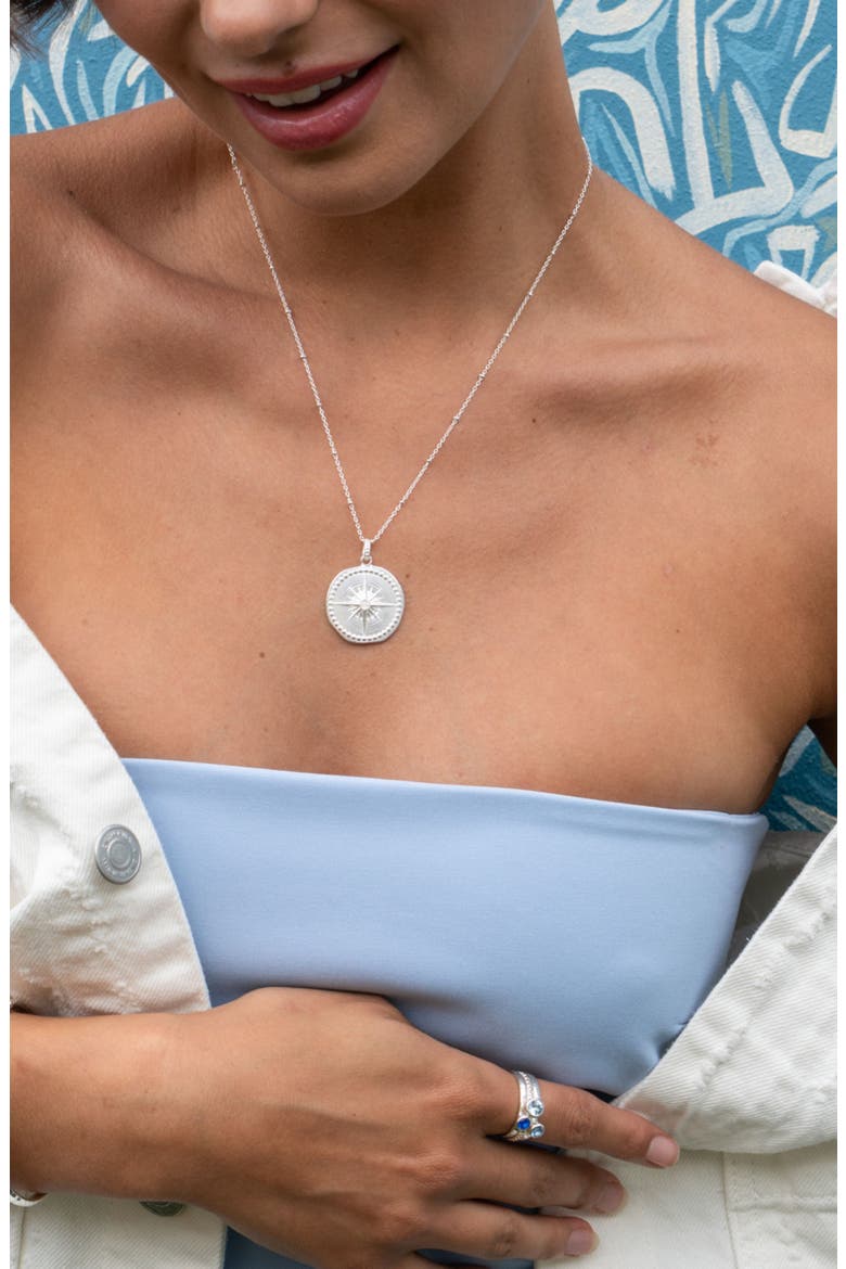 Diamond True North Talisman Necklace, Alternate, color, Sterling Silver