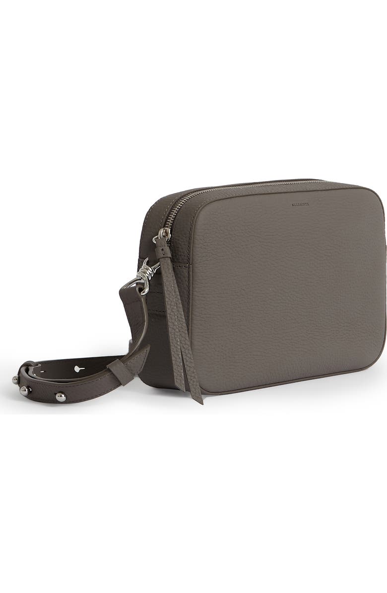 AllSaints Leather Camera Crossbody Bag, Alternate, color, Storm Grey