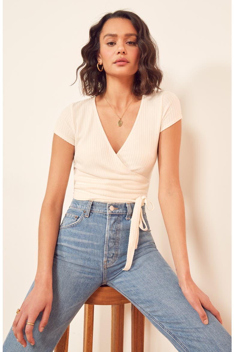 Flora Wrap Tee, Alternate, color, IVORY