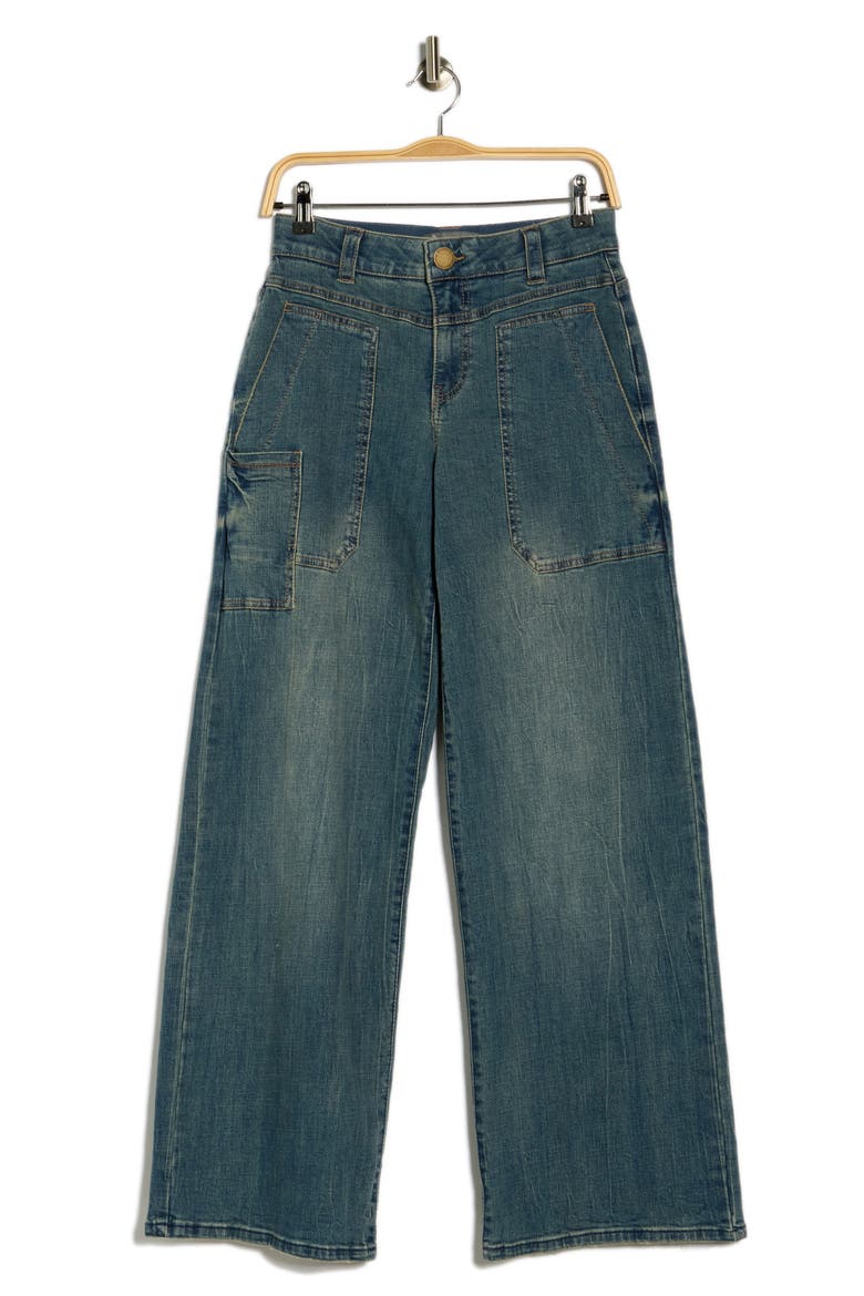 High Waist Porkchop Wide Leg Jeans, Alternate, color, MID BLUE ARTISANAL