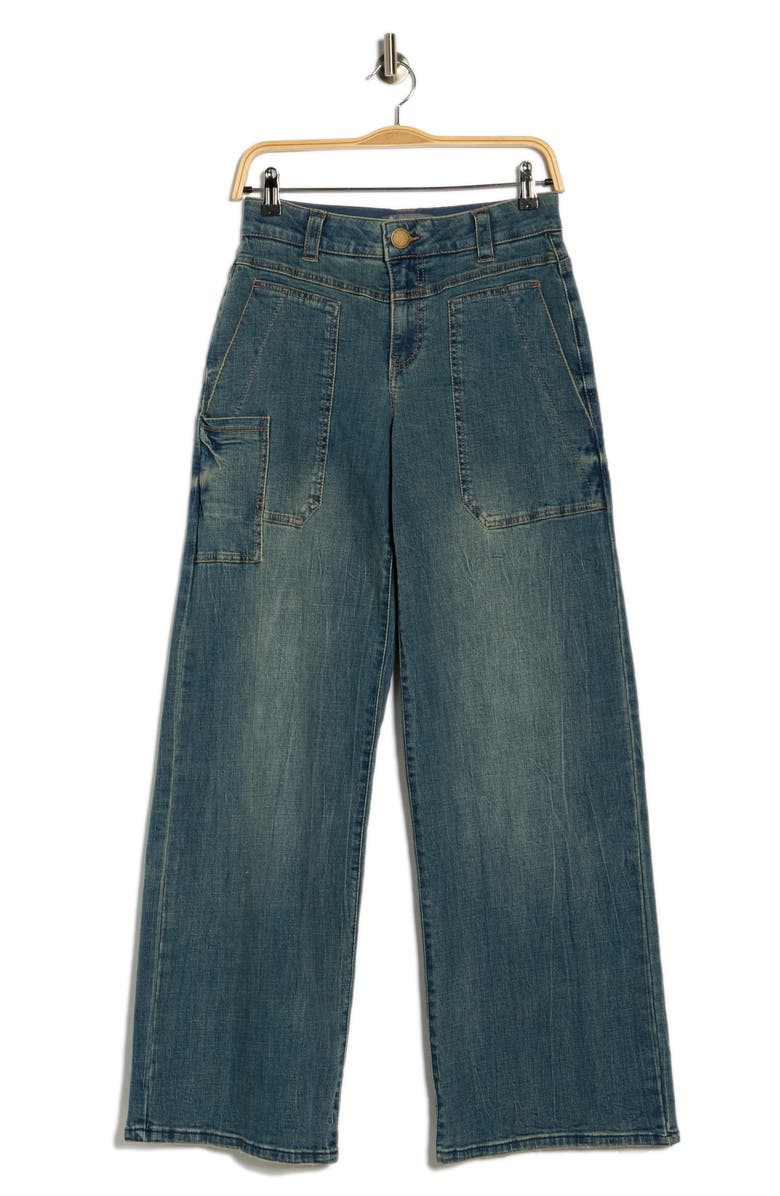 Democracy High Waist Porkchop Wide Leg Jeans, Alternate, color, Mid Blue Artisanal