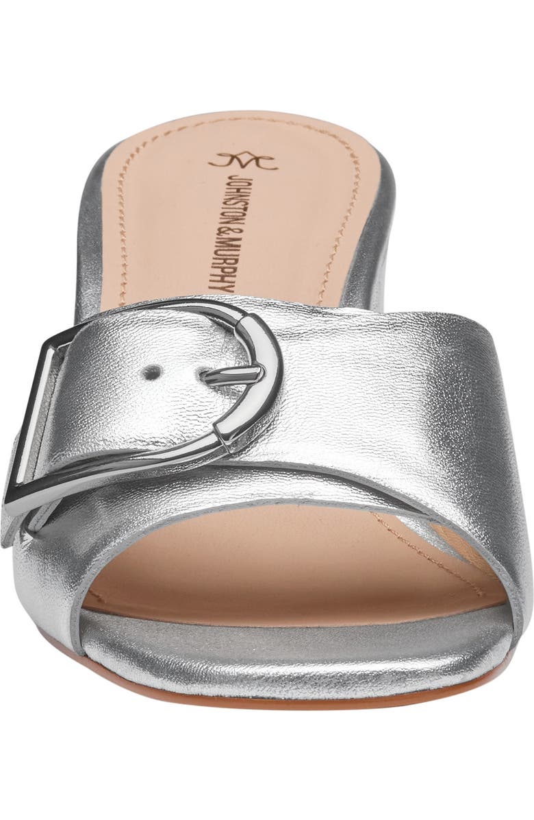 Johnston & Murphy Edith Buckle Slide Sandal, Alternate, color, Silver Metallic Sheepskin