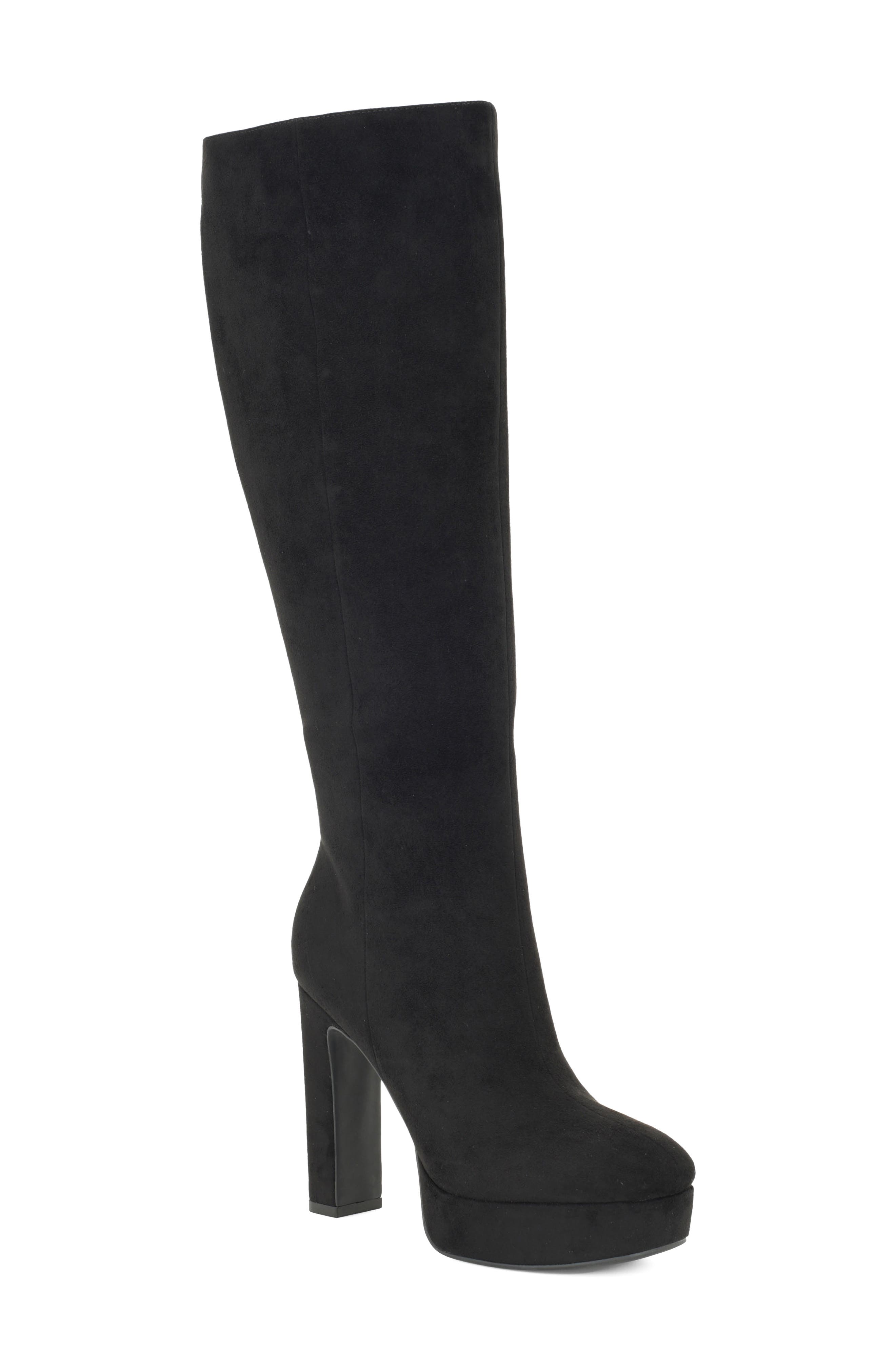 Duane Faux Leather Tall Boot, Main, color, BLACK