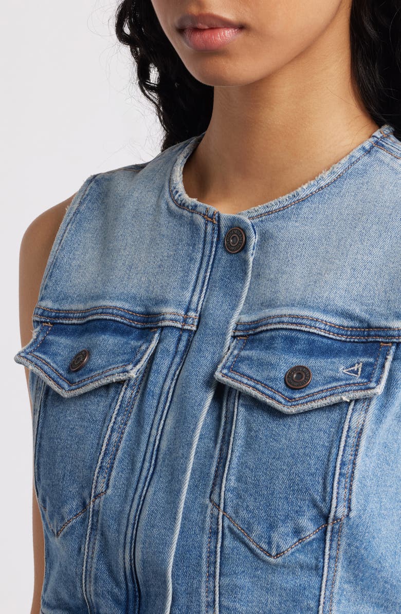 HIDDEN JEANS Crop Denim Trucker Vest, Alternate, color, Med Wash