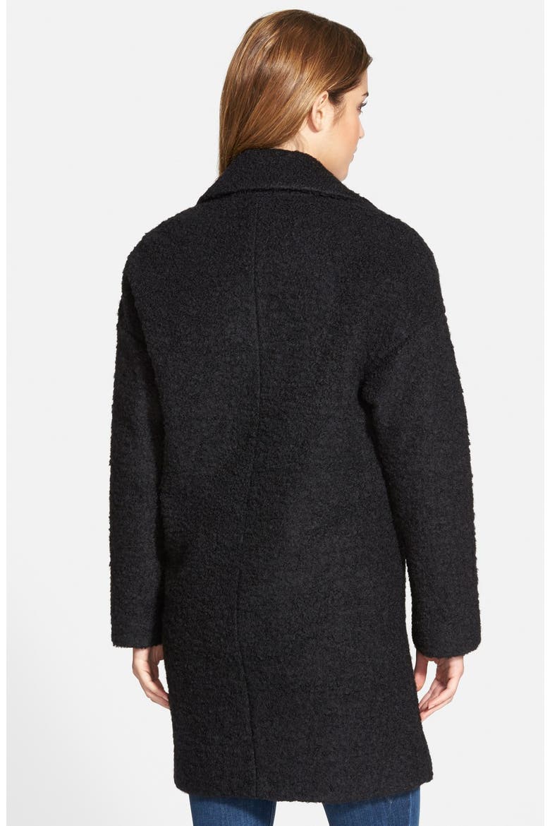 Notch Collar Bouclé Coat, Alternate, color, BLACK