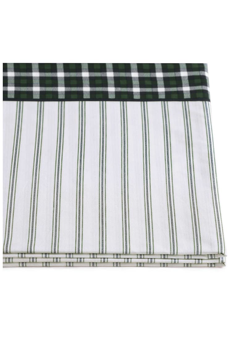 Cass Park Mix Check Stripe Cotton Percale Sheet Set, Alternate, color, PARADISE GREEN