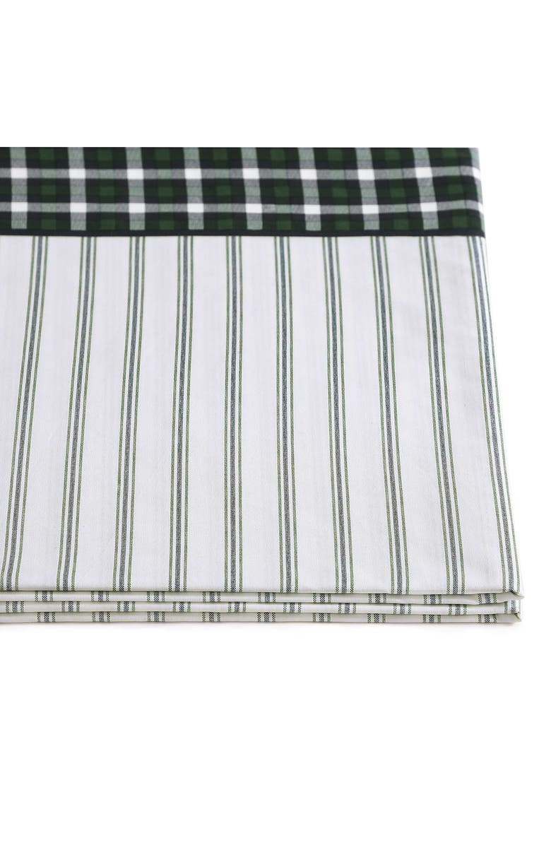 Tommy Hilfiger Cass Park Mix Check Stripe Cotton Percale Sheet Set, Alternate, color, Paradise Green