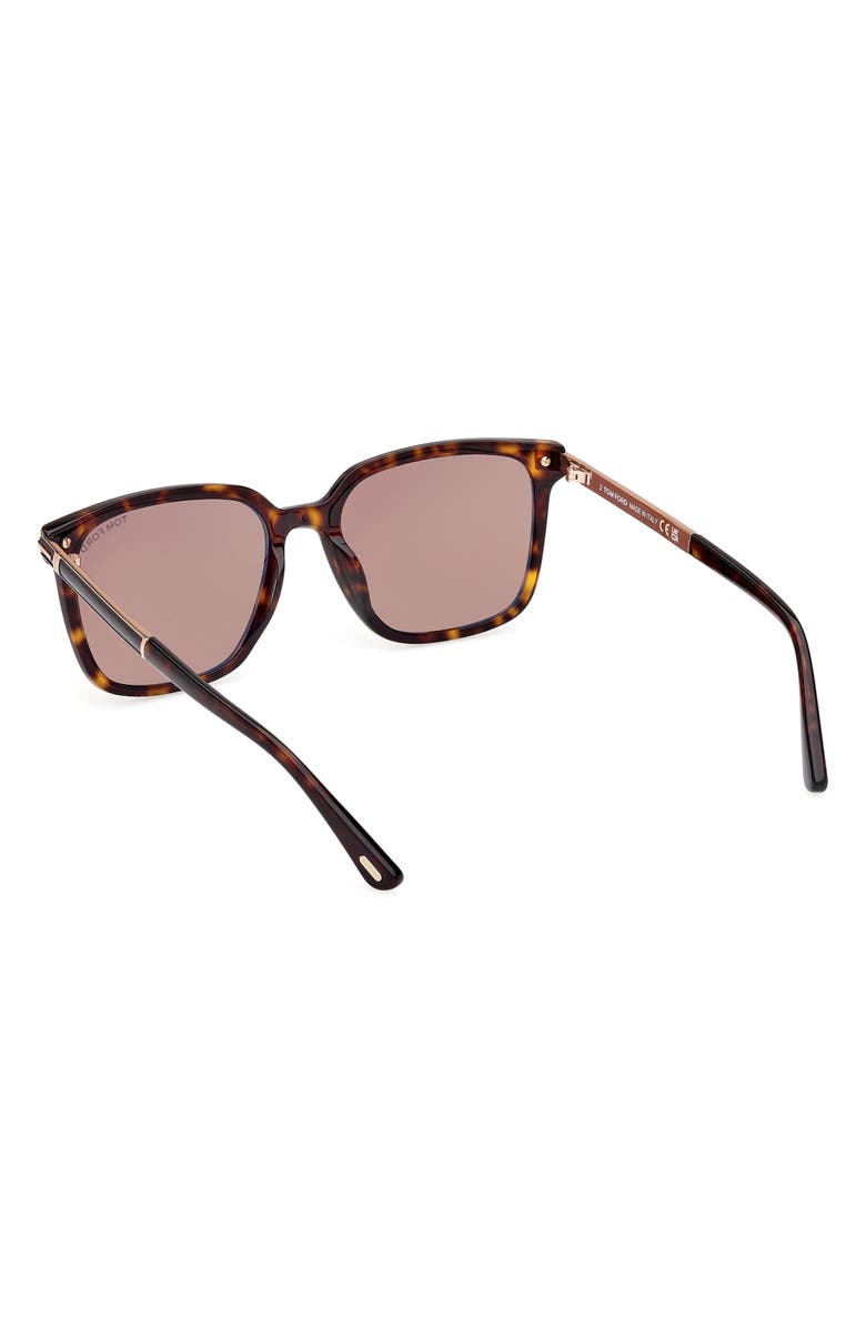 TOM FORD 56mm Square Sunglasses, Alternate, color, Dark Havana / Brown