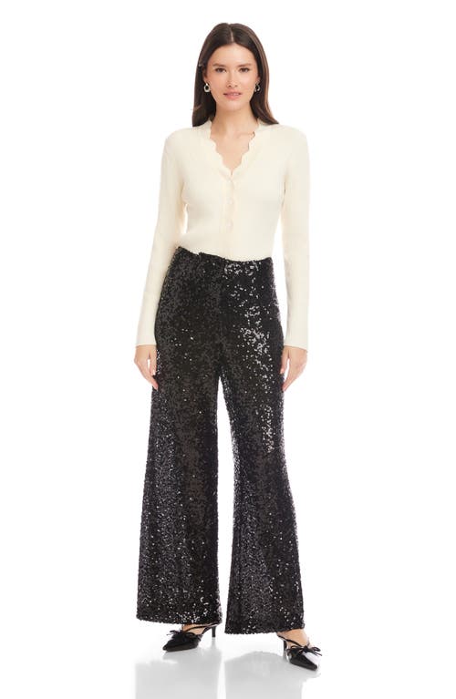 Fifteen Twenty Lynette Wide Leg Sequin Pants In Black
