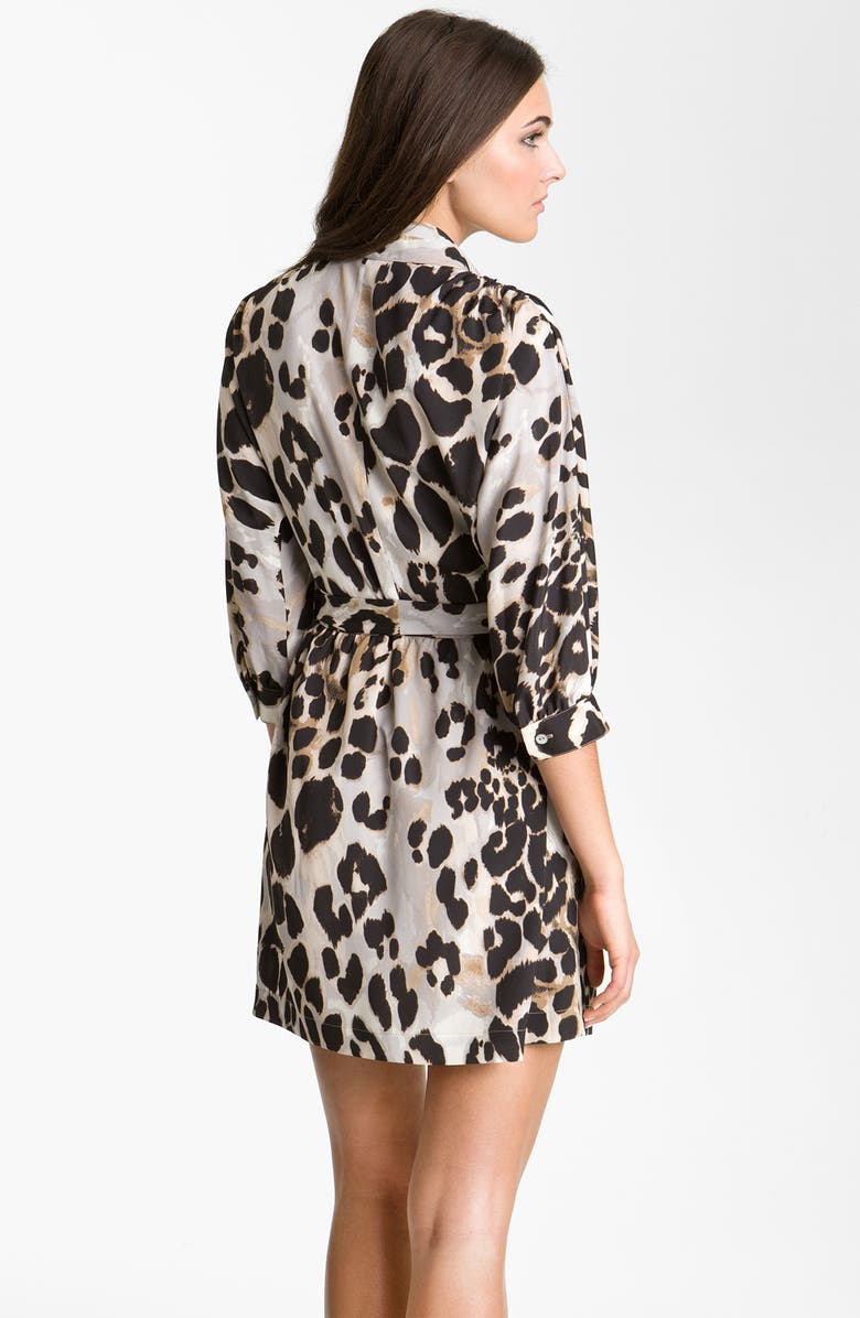 Eliza J Animal Print Crêpe de Chine Shirtdress, Main, color,