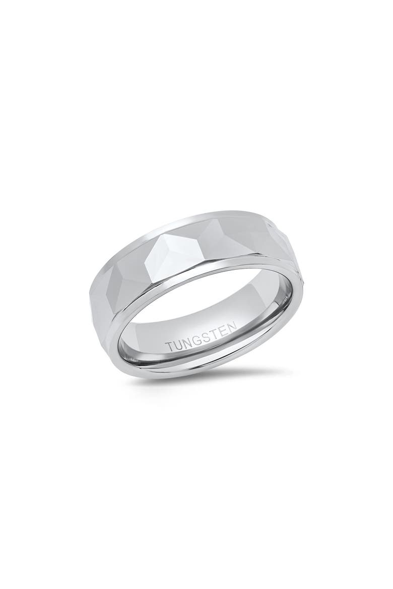 Men's Faceted Tungsten Ring, Main, color, SILVER