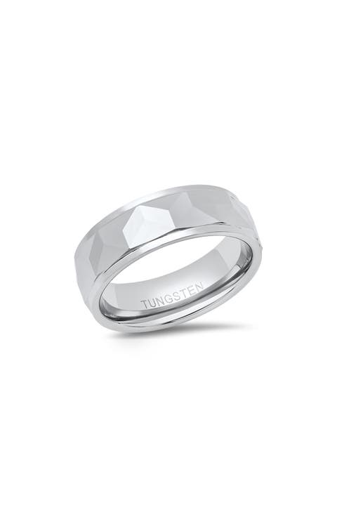 Men's Faceted Tungsten Ring