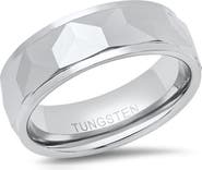 HMY JEWELRY Men's Faceted Tungsten Ring