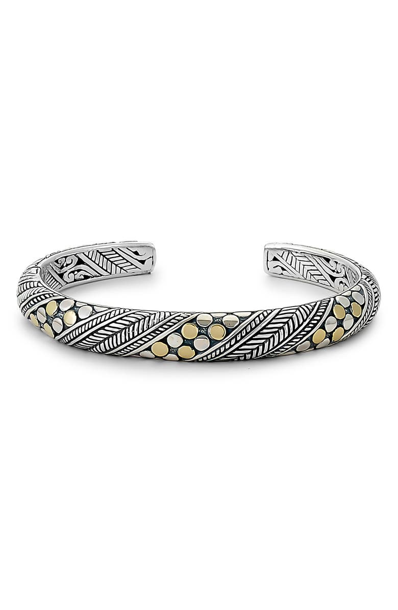 SAMUEL B. 18K Yellow Gold & Sterling Silver Filigree Design Bangle, Main, color, Silver/ Gold