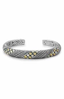 SAMUEL B. 18K Yellow Gold & Sterling Silver Filigree Design Bangle