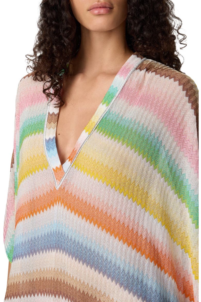 Long Caftan Cover-up With Dégradé Zigzag Motif, Alternate, color, Multicoloured
