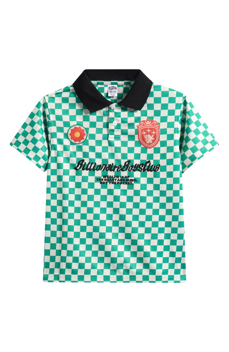 Billionaire Boys Club Kids' Bogey Check Polo Shirt, Main, color, White Asparagus