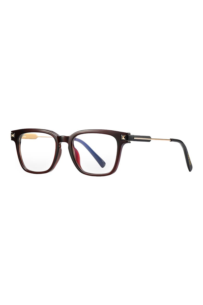 Karli 53mm Rectangular Blue Light Blocking Glasses, Alternate, color, BROWN
