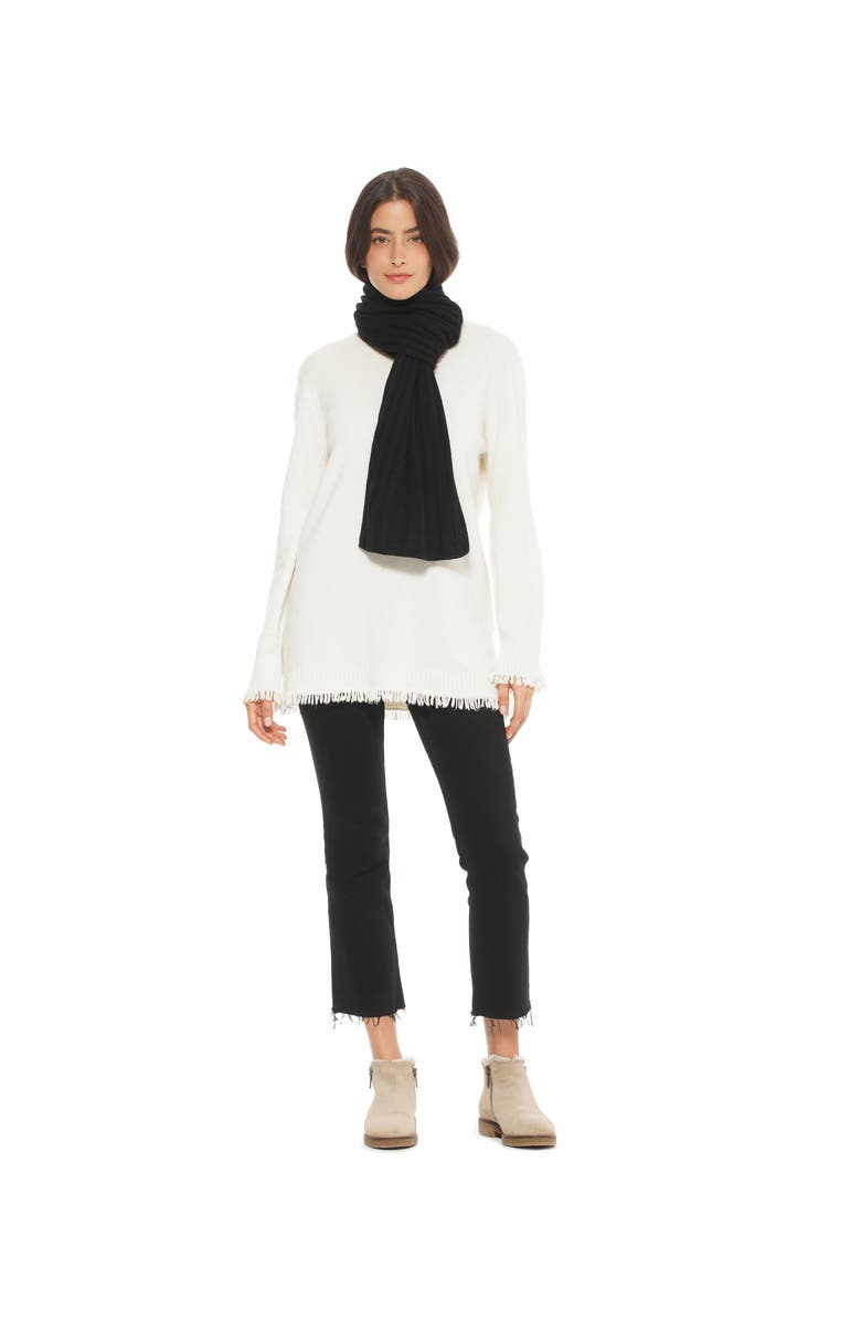 Monticelli Cashmere Pure Cashmere Plush-Ribbed Scarf, Alternate, color, Black